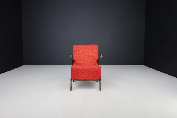 Lounge Chair in Original Red Upholstery from Jindrich Halabala, Czech Republic, 1930s-TRW-1744452