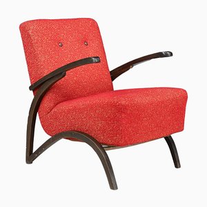 Lounge Chair in Original Red Upholstery from Jindrich Halabala, Czech Republic, 1930s-TRW-1744452