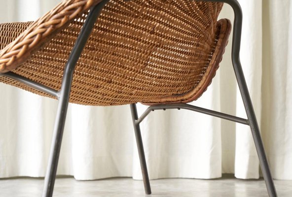 Lounge Chair in Rattan and Metal by Dirk Van Sliedregt, 1960s-FEW-2024254