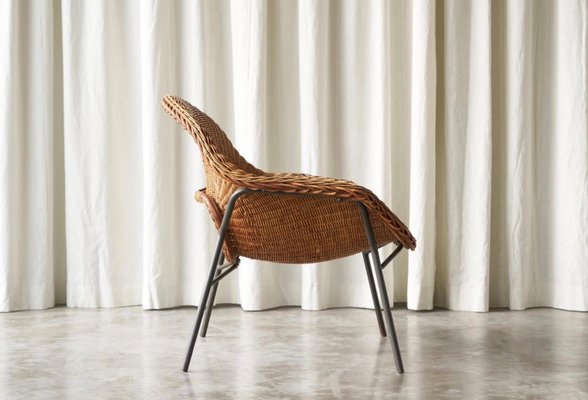 Lounge Chair in Rattan and Metal by Dirk Van Sliedregt, 1960s-FEW-2024254