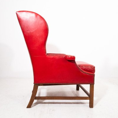 Lounge Chair in Red Leather, 1950s-UPW-1446295