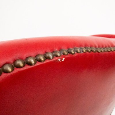 Lounge Chair in Red Leather, 1950s-UPW-1446295