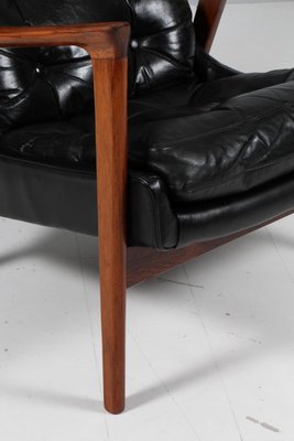 Lounge Chair in Rosewood and Black Leather by Inge Andersson for Brdr. Andersson, 1960s-HJB-2016819