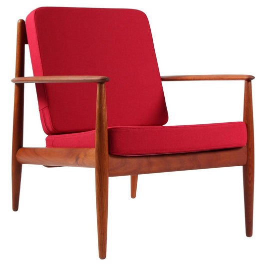 Lounge Chair in Teak and Wool by Grete Jalk