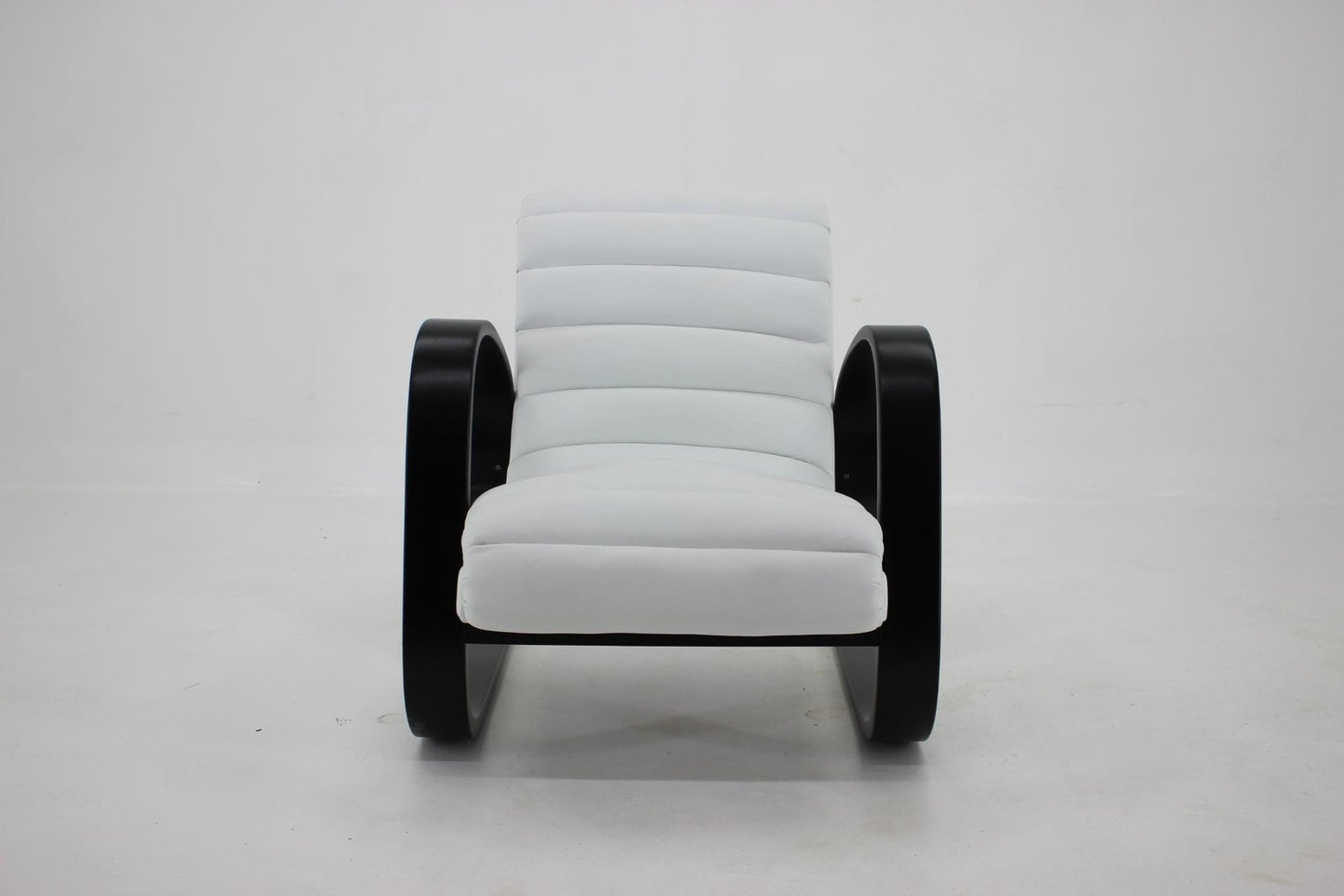 Lounge Chair in White Leather by Miroslav Navratil, 1930s