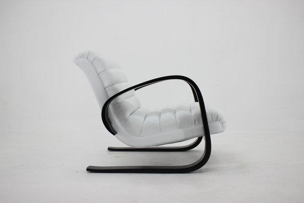 Lounge Chair in White Leather by Miroslav Navratil, 1930s-TZ-675861