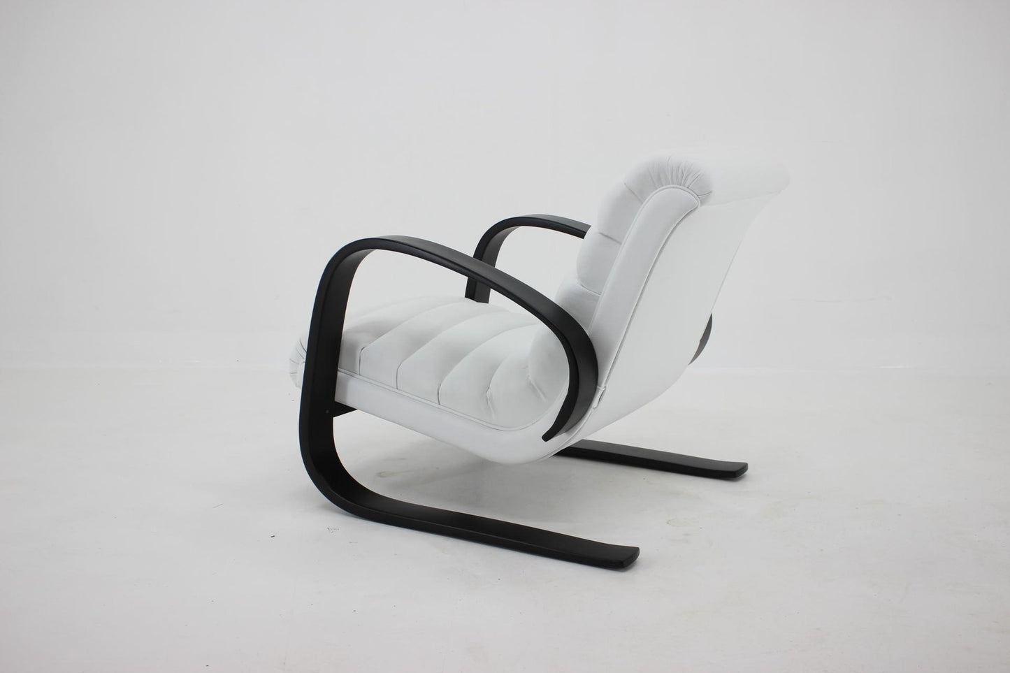 Lounge Chair in White Leather by Miroslav Navratil, 1930s