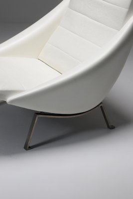 Lounge Chair in White Vinyl, 1950s-CF-1233619