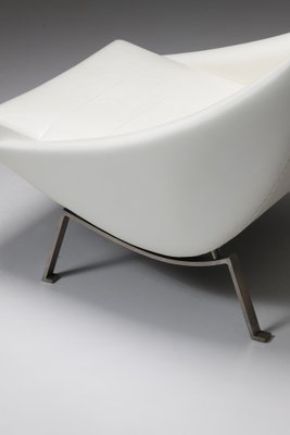 Lounge Chair in White Vinyl, 1950s-CF-1233619