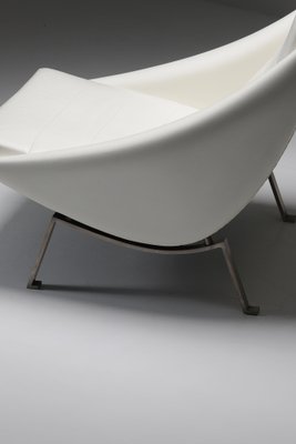 Lounge Chair in White Vinyl, 1950s-CF-1233619