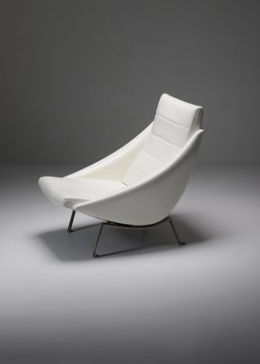 Lounge Chair in White Vinyl, 1950s-CF-1233619