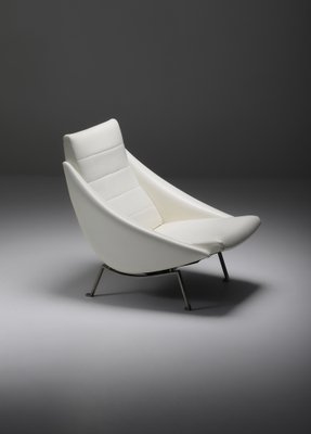 Lounge Chair in White Vinyl, 1950s-CF-1233619