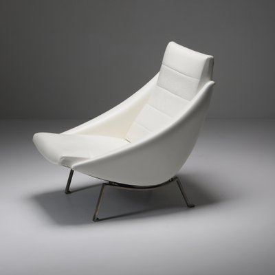 Lounge Chair in White Vinyl, 1950s-CF-1233619