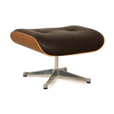 Lounge Chair Leather Armchair in Brown with Stool by Charles & Ray Eames for Vitra-RQW-2036327