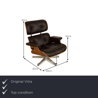 Lounge Chair Leather Armchair in Brown with Stool by Charles & Ray Eames for Vitra-RQW-2036327