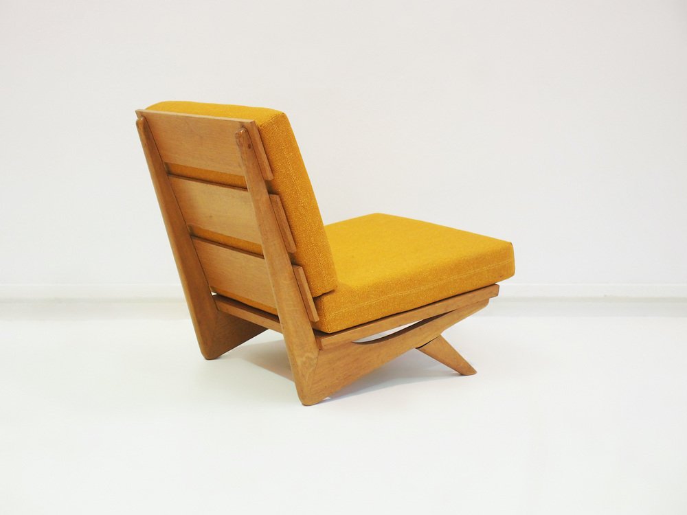 Lounge Chair with Beech Frame and Mustard Fabric Upholstery by Georg Thams, 1970s