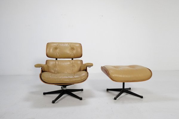 Lounge Chair with Footstool by Ray & Charles Eames, 1970s, Set of 2-TEA-1807128