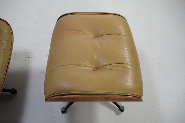 Lounge Chair with Footstool by Ray & Charles Eames, 1970s, Set of 2-TEA-1807128