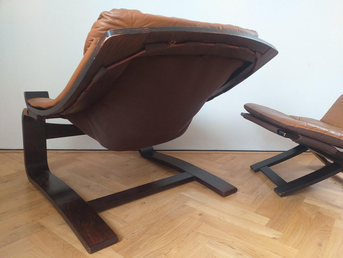 Lounge Chair with Ottoman by Ake Fribytter for Nelo, Sweden, 1970s, Set of 2