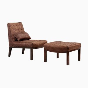 Lounge Chair with Ottoman by Edward Wormley for Dunbar, USA, 1960s, Set of 2-SFD-996161