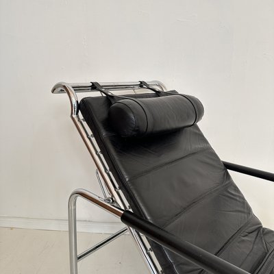 Lounge Chair with Ottoman in Chrome and Black Leather by Gabriele Mucchi for Zanotta, 1980s, Set of 2-FB-2043893