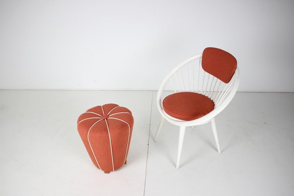 Lounge Chair with Tabouret, 1950s, Set of 2-TZ-1005771