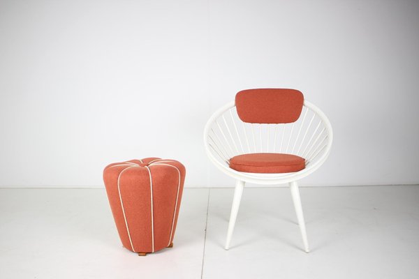 Lounge Chair with Tabouret, 1950s, Set of 2-TZ-1005771