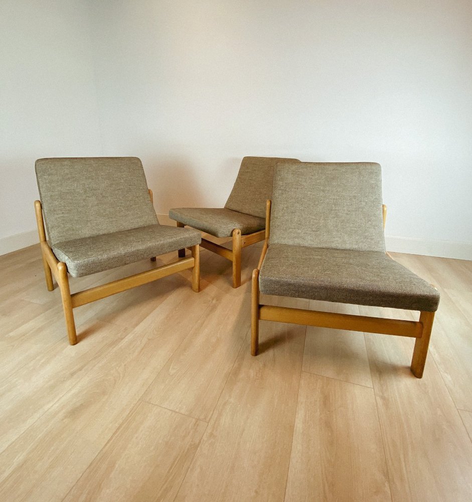 Lounge Chairs by Jørgen Baekmark for FDB, 1960s, Set of 3