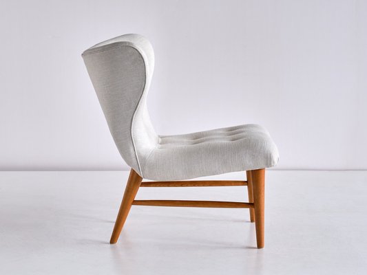 Lounge Chairs in Ivory Linen and Elm by Eric Bertil Karlén, Sweden, 1940s, Set of 2-FMT-981592