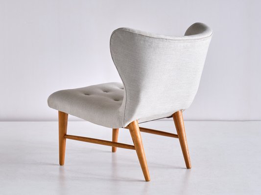 Lounge Chairs in Ivory Linen and Elm by Eric Bertil Karlén, Sweden, 1940s, Set of 2-FMT-981592