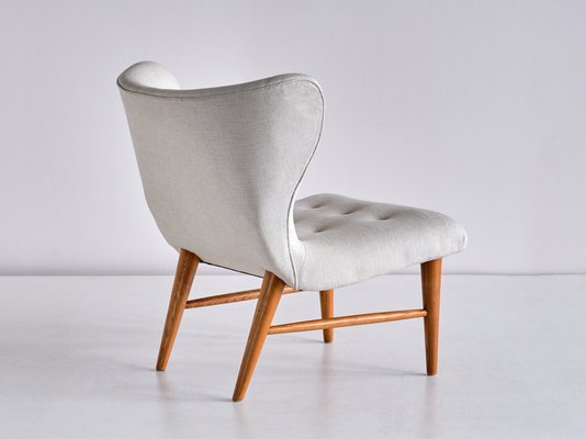 Lounge Chairs in Ivory Linen and Elm by Eric Bertil Karlén, Sweden, 1940s, Set of 2-FMT-981592