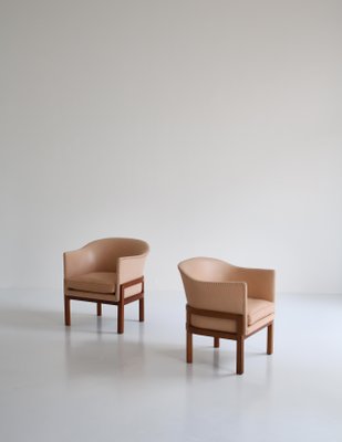 Lounge Chairs in Mahogany and Leather by Mogens Koch for Rud Rasmussen, 1950s, Set of 2-WRF-1142951