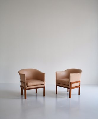 Lounge Chairs in Mahogany and Leather by Mogens Koch for Rud Rasmussen, 1950s, Set of 2-WRF-1142951