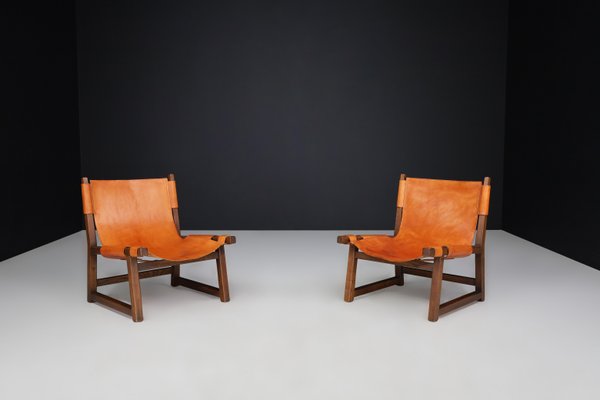 Lounge Chairs in Walnut and Cognac Leather from Paco Muñoz Riaza, Spain, 1960s, Set of 2-TRW-1797123