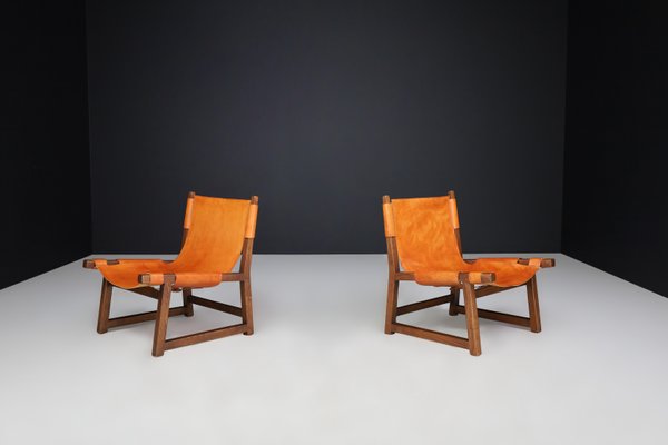 Lounge Chairs in Walnut and Cognac Leather from Paco Muñoz Riaza, Spain, 1960s, Set of 2-TRW-1797123