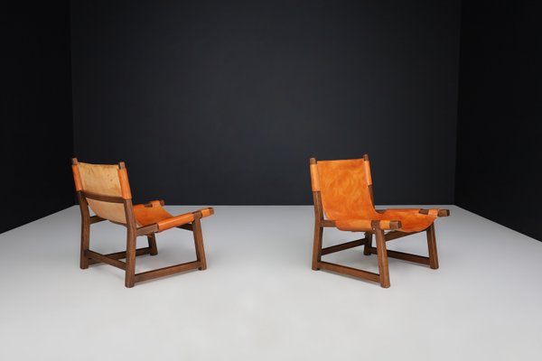 Lounge Chairs in Walnut and Cognac Leather from Paco Muñoz Riaza, Spain, 1960s, Set of 2-TRW-1797123