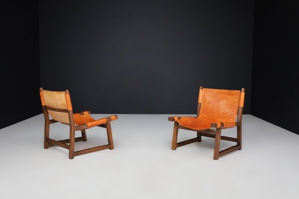 Lounge Chairs in Walnut and Cognac Leather from Paco Muñoz Riaza, Spain, 1960s, Set of 2-TRW-1797123