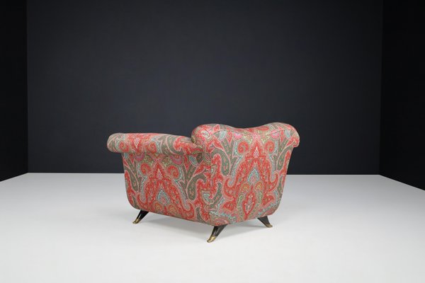 Lounge Chairs in Walnut, Fabric, and Brass by Guglielmo Ulrich, Italy, 1930s, Set of 2-TRW-1797137