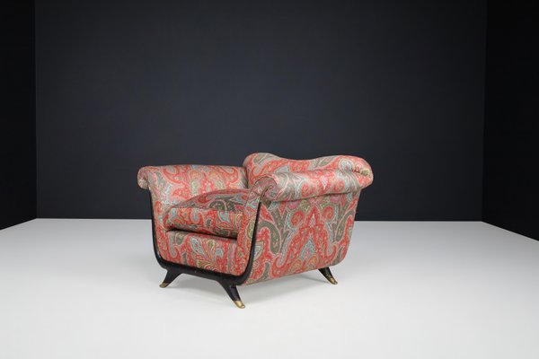 Lounge Chairs in Walnut, Fabric, and Brass by Guglielmo Ulrich, Italy, 1930s, Set of 2-TRW-1797137