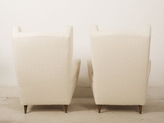 Lounge Chairs with Wingback in Cream Bouclé by Melchiorre Bega, Set of 2-AX-1336777