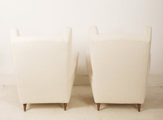 Lounge Chairs with Wingback in Cream Bouclé by Melchiorre Bega, Set of 2-AX-1336777