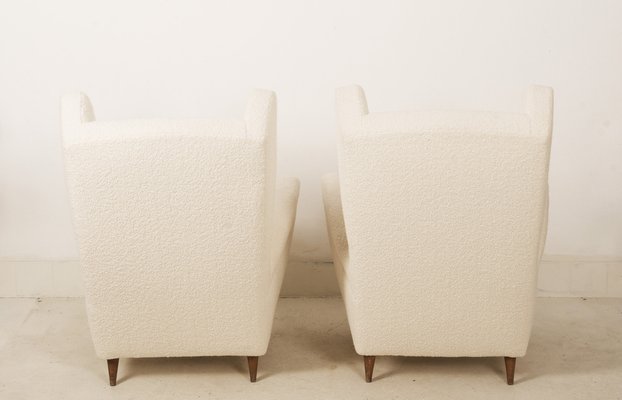 Lounge Chairs with Wingback in Cream Bouclé by Melchiorre Bega, Set of 2-AX-1336777