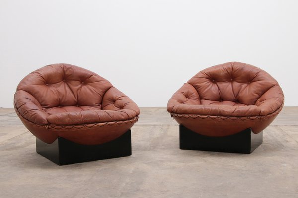 Lounge Set in Cognac Color by Illum Wikkelsø for Ryesberg Møbler, 1970, Set of 2-EZZ-1761657