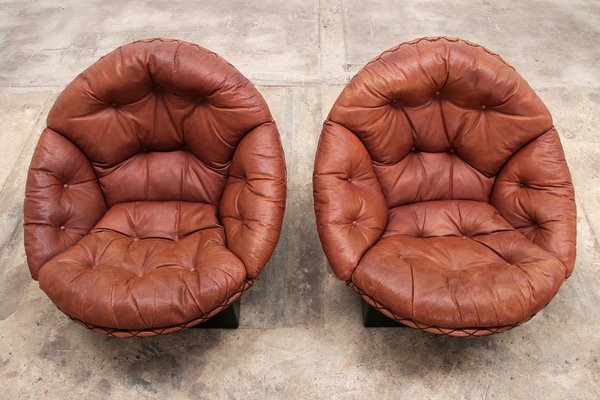 Lounge Set in Cognac Color by Illum Wikkelsø for Ryesberg Møbler, 1970, Set of 2-EZZ-1761657