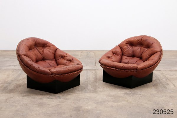 Lounge Set in Cognac Color by Illum Wikkelsø for Ryesberg Møbler, 1970, Set of 2-EZZ-1761657