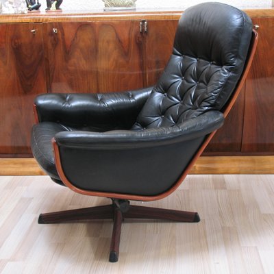 Lounge Swivel Chair with Footrest from Göte Möbel, Sweden, 1970s, Set of 2-YGE-1425028