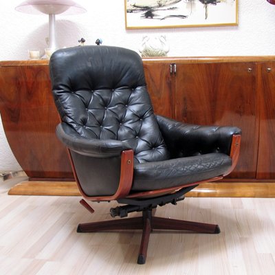 Lounge Swivel Chair with Footrest from Göte Möbel, Sweden, 1970s, Set of 2-YGE-1425028