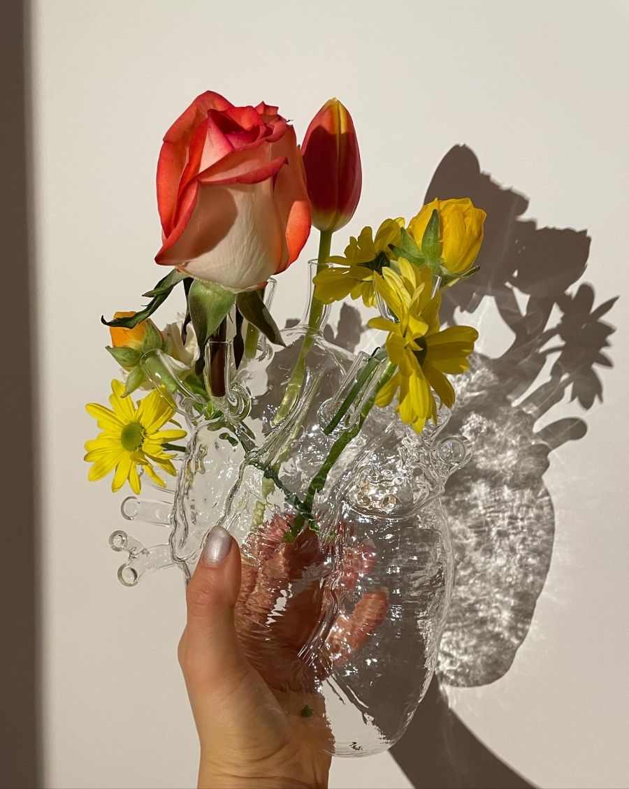 Glass Vase Love in Bloom Heart by Seletti