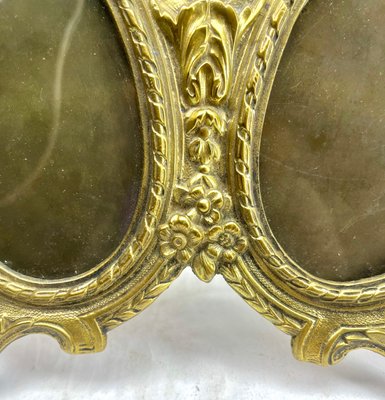 Lovers Knot Double Picture Frame in Polished Brass, France, 1900s-MJY-1754146