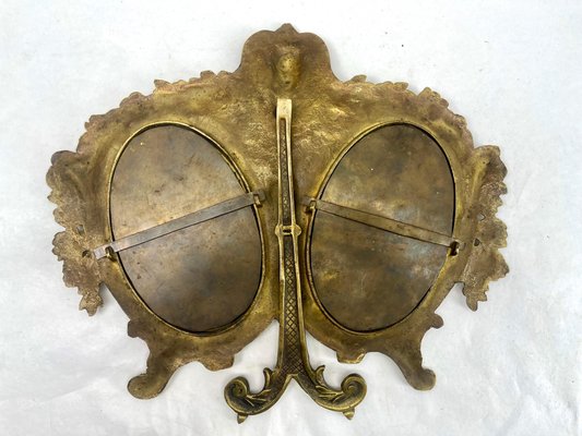 Lovers Knot Double Picture Frame in Polished Brass, France, 1900s-MJY-1754146